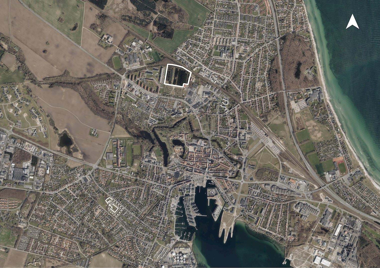 Kortet viser planområdets placering i Nyborg.